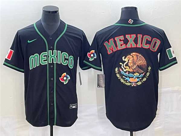 Men%27s Mexico Baseball 2023 Black Team Big Logo World Baseball Classic Stitched Jersey->2023 world baseball classic->MLB Jersey